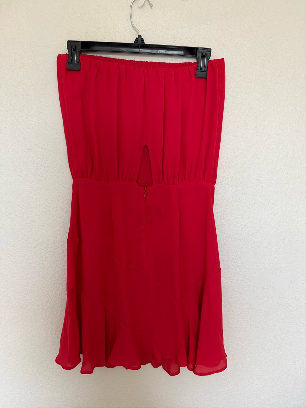 Strapless Red Chiffon Mini Dress